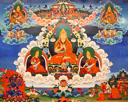 Lama Tsongkhapa and disciples