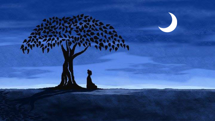 Graphics: Buddha at night with moon01